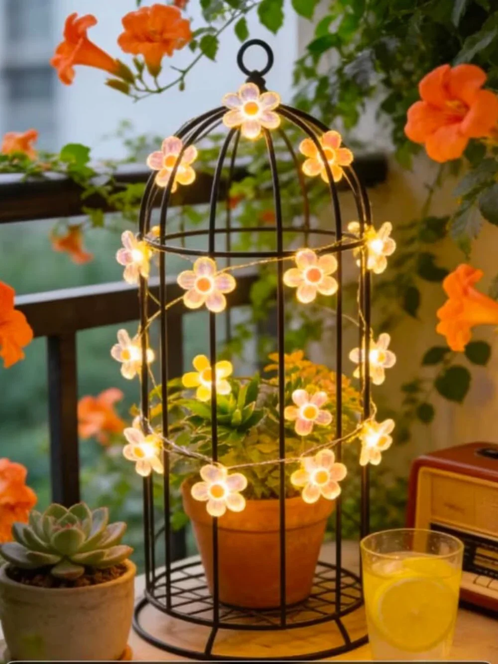 New 1pc Flower Light String with 20 LED Bulbs, Fairy Lights 78.74 inches